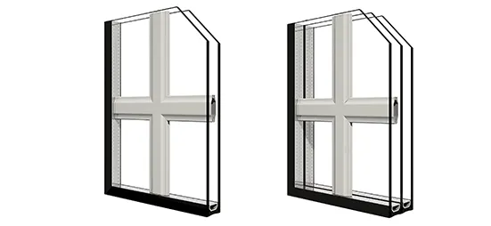 Fenster mit verschiedenen Sprossenvarianten